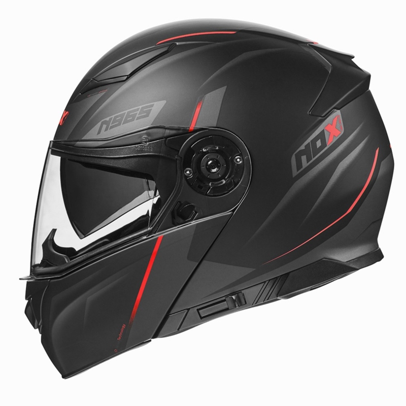 Motociklistička kaciga na preklop NOX N965 Supra crno-crvena