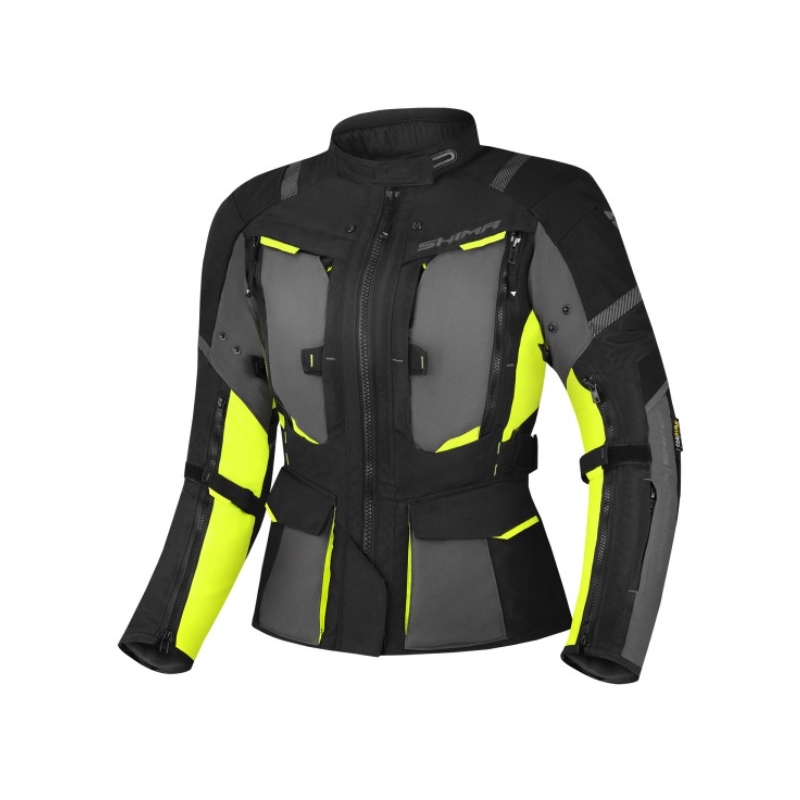 Ženska motoristička jakna Shima Hero 2.0 crno-sivo-fluo žuta