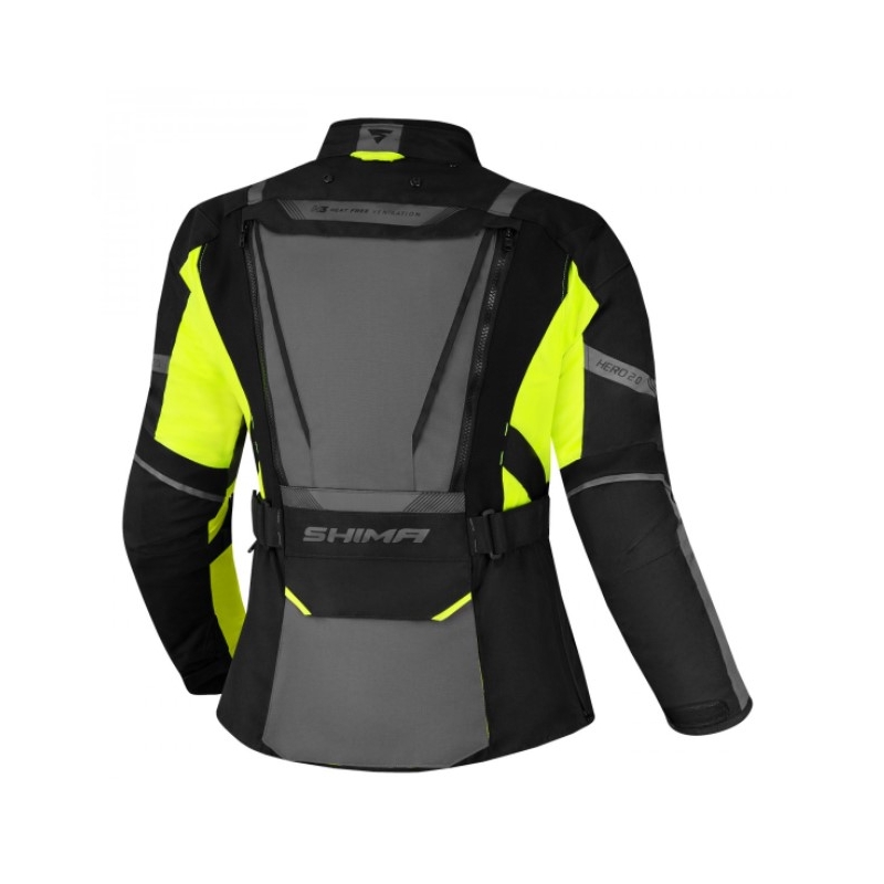 Ženska motoristička jakna Shima Hero 2.0 crno-sivo-fluo žuta
