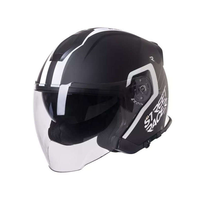 Otvorena motociklistička kaciga Street Racer SR 01 crno-bijela