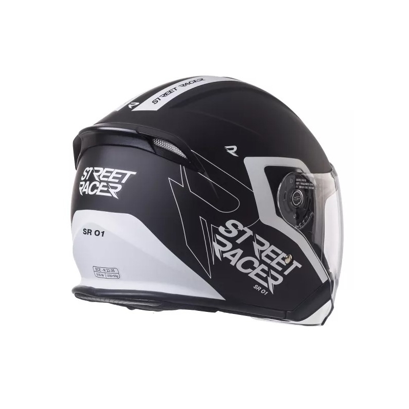 Otvorena motociklistička kaciga Street Racer SR 01 crno-bijela