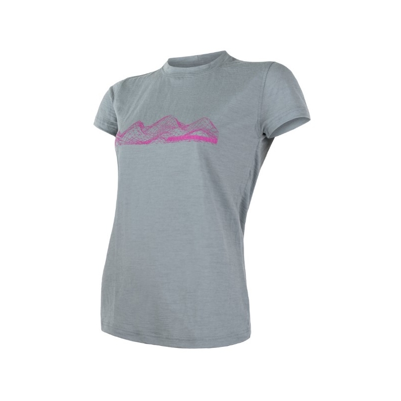 Ženska funkcionalna majica Sensor Merino Active PT Mountains siva - kratki rukav rasprodaja