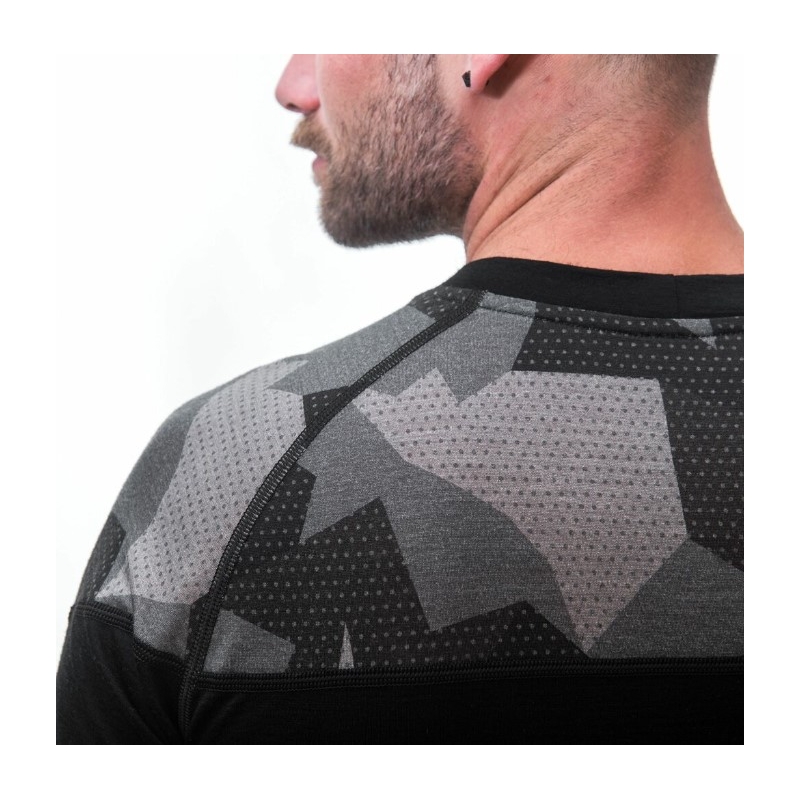 Muška termo majica Sensor Merino Impress crna-kamuflažna - kratki rukav rasprodaja
