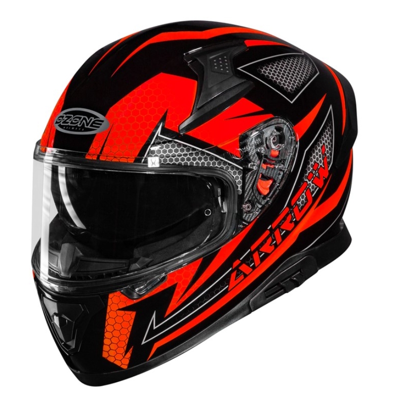 Integralna motociklistička kaciga Ozone Arrow crna-siva-fluo crvena