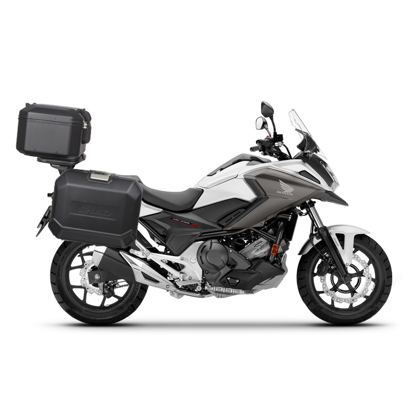 Kompletní sada černých hliníkových kufrů SHAD TERRA BLACK , 37L topcase 36L/36L boční kufry, včetně montážní sady a plotny SHAD HONDA NC 750 X