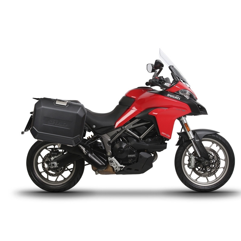 Kompletní sada bočních černých hliníkových kufrů SHAD TERRA BLACK 36L/36L , včetně montážní sady SHAD DUCATI MULTISTRADA 950 / 1200 / 1260