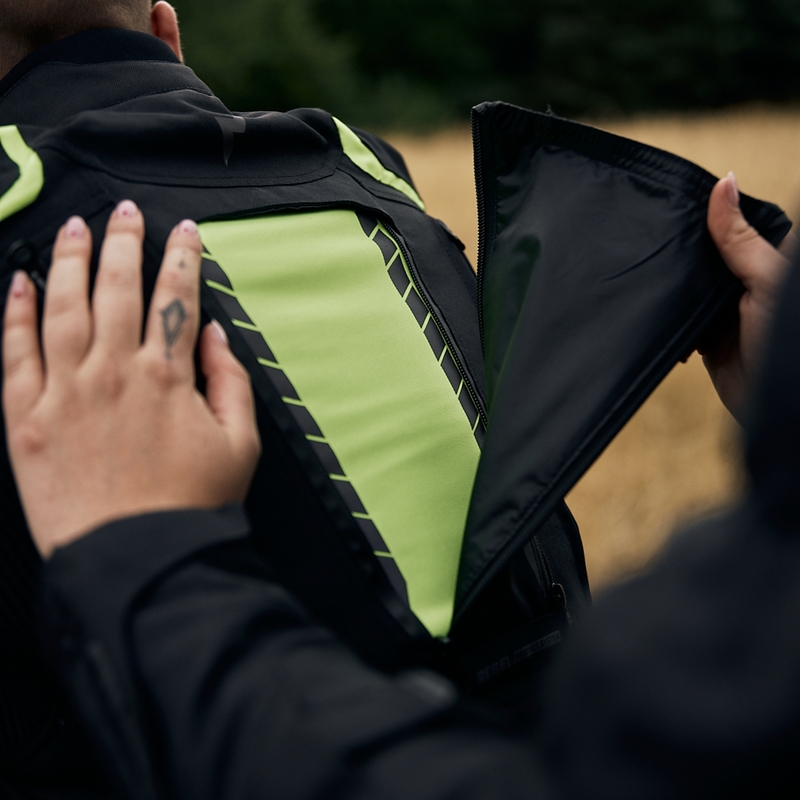 Motociklistička jakna Rebelhorn Hiker III crno-fluo žuta