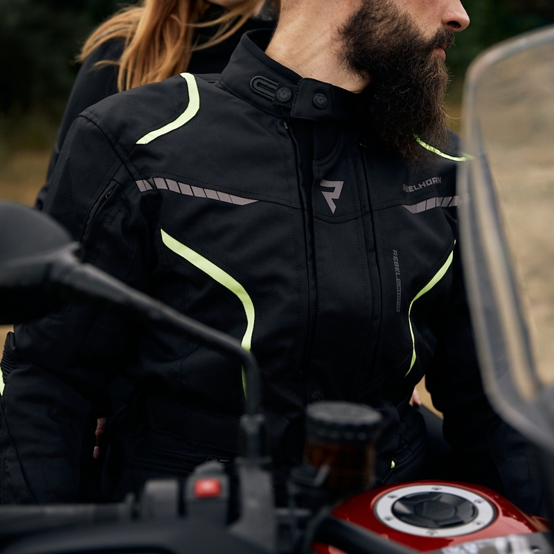 Motociklistička jakna Rebelhorn Hiker III crno-fluo žuta