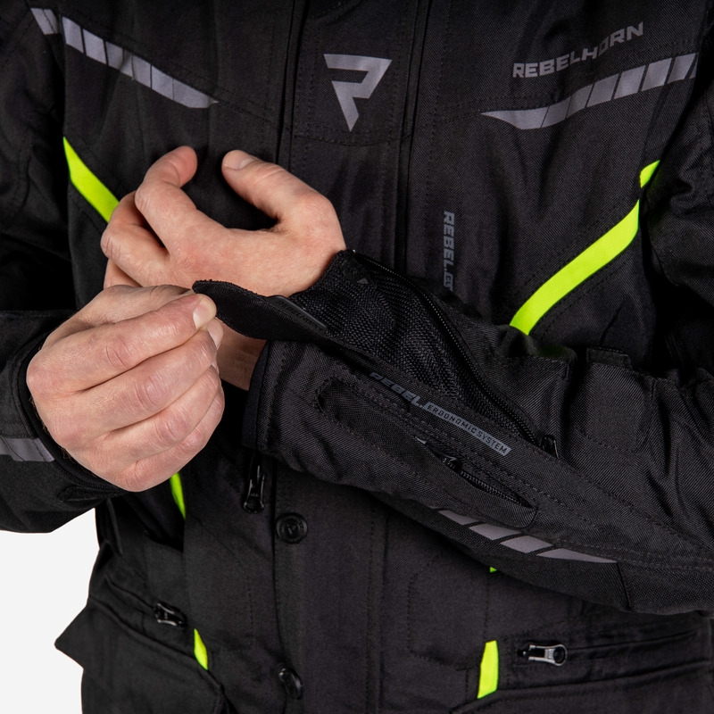 Motociklistička jakna Rebelhorn Hiker III crno-fluo žuta
