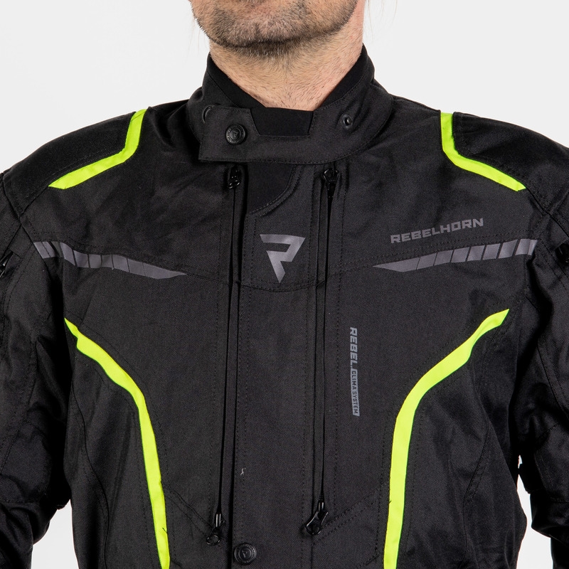 Motociklistička jakna Rebelhorn Hiker III crno-fluo žuta