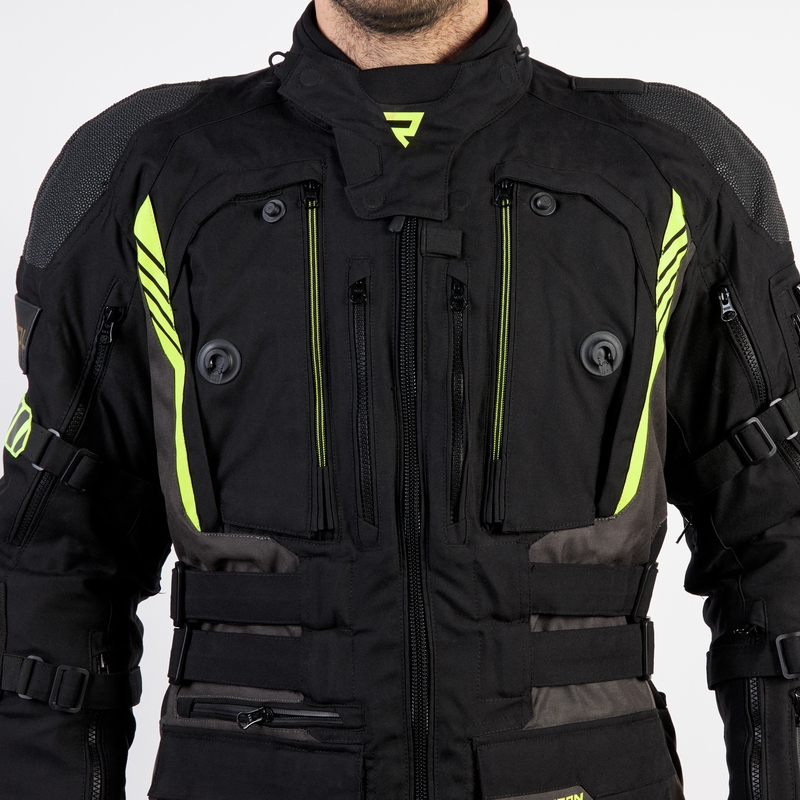Motociklistička jakna Rebelhorn Patrol crno-siva-fluo žuta