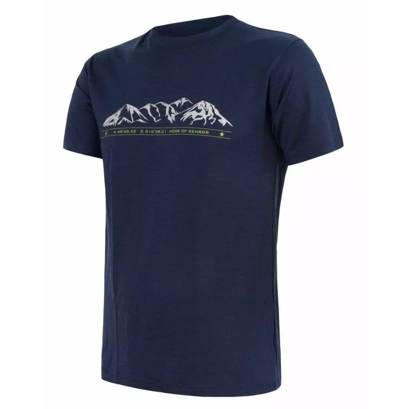 Muška majica kratkih rukava Sensor Merino Active PT Mountains tamnoplava rasprodaja