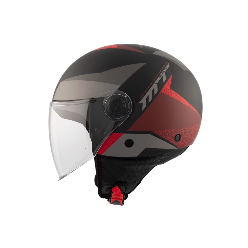 Otvorena motociklistička kaciga MT 0F501 Street Poke B5 Rojo crno-sivo-crvena rasprodaja