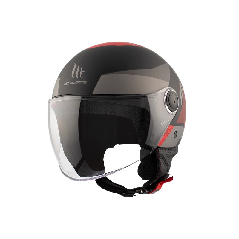 Otvorena motociklistička kaciga MT 0F501 Street Poke B5 Rojo crno-sivo-crvena rasprodaja