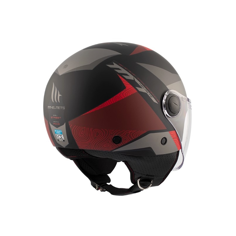Otvorena motociklistička kaciga MT 0F501 Street Poke B5 Rojo crno-sivo-crvena rasprodaja