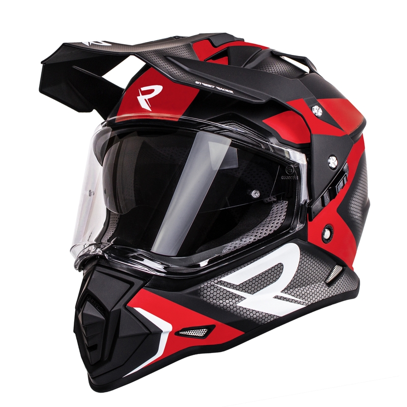 Enduro kaciga Street Racer Tracker crno-bijelo-crvena rasprodaja