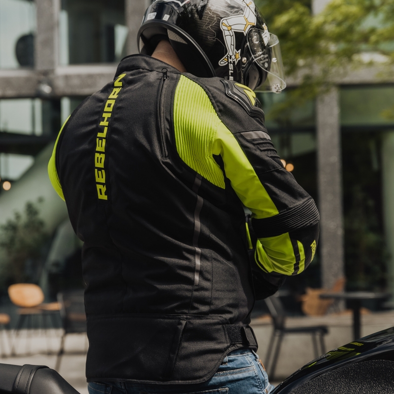 Motociklistička jakna Rebelhorn Vandal crno-fluo žuta