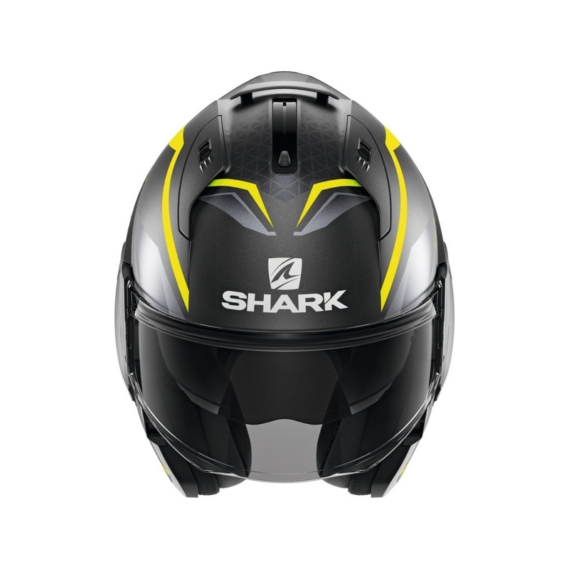 Preklopna kaciga SHARK EVO-ES Yari sivo-srebrno-fluo žuta