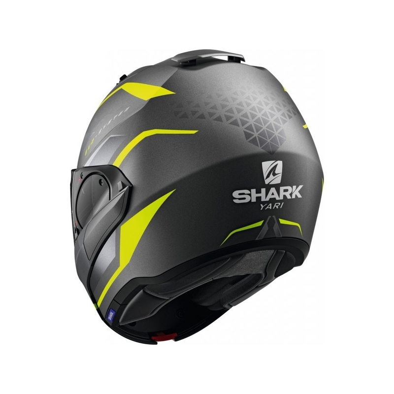 Preklopna kaciga SHARK EVO-ES Yari sivo-srebrno-fluo žuta