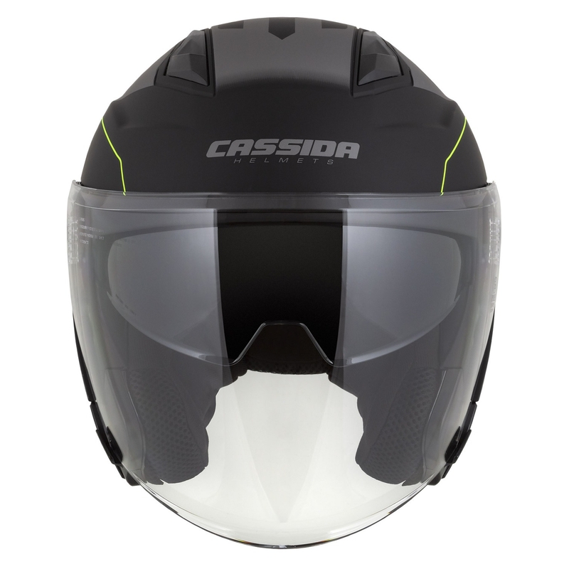 Otvorena motociklistička kaciga Cassida Jet Tech Roxor crno-siva-fluo žuta mat rasprodaja