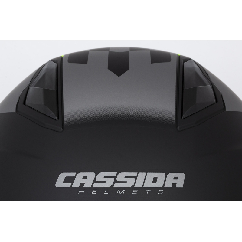 Otvorena motociklistička kaciga Cassida Jet Tech Roxor crno-siva-fluo žuta mat rasprodaja