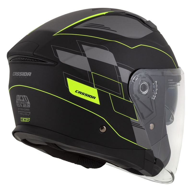 Otvorena motociklistička kaciga Cassida Jet Tech Roxor crno-siva-fluo žuta mat rasprodaja