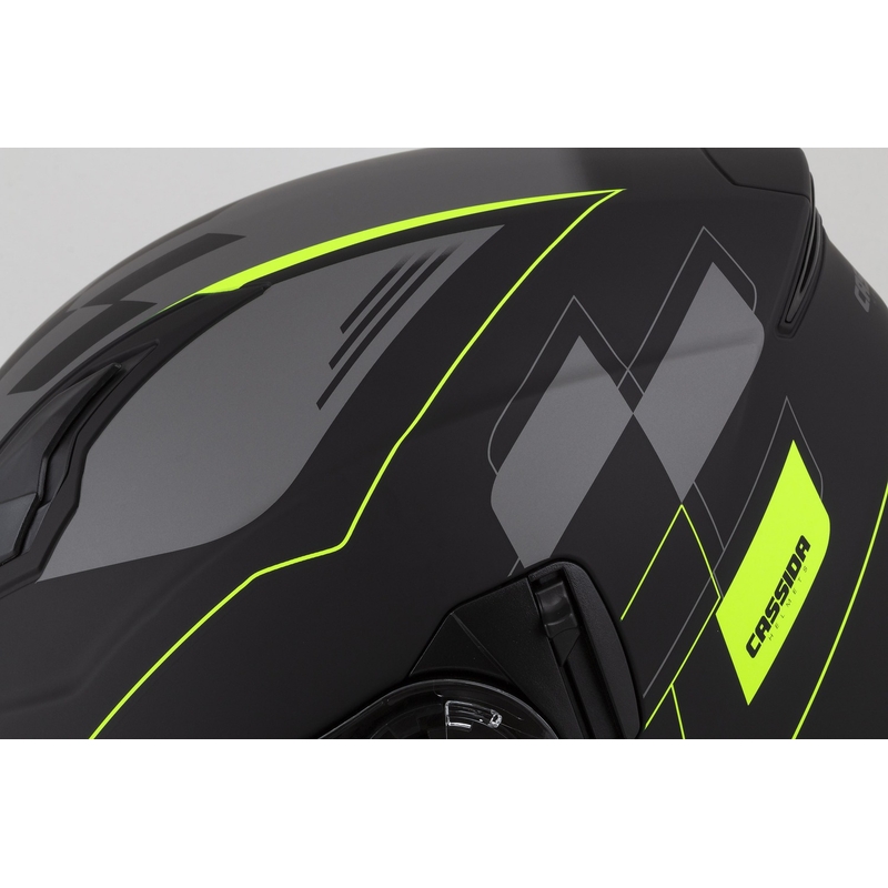 Otvorena motociklistička kaciga Cassida Jet Tech Roxor crno-siva-fluo žuta mat rasprodaja