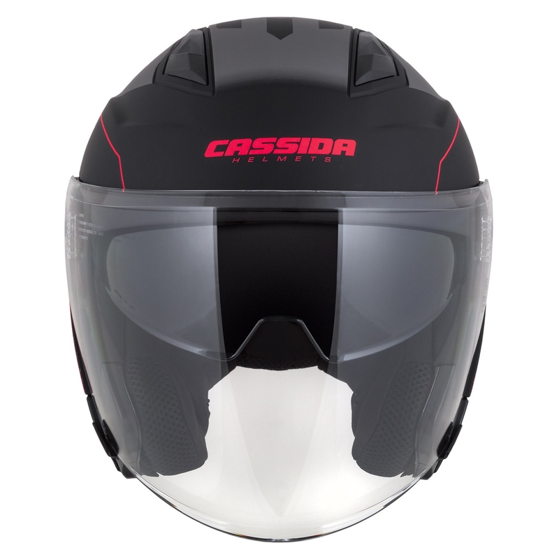 Otvorena motociklistička kaciga Cassida Jet Tech Roxor crno-siva-fluo crvena mat