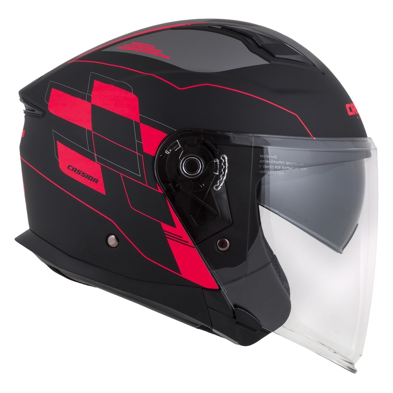 Otvorena motociklistička kaciga Cassida Jet Tech Roxor crno-siva-fluo crvena mat
