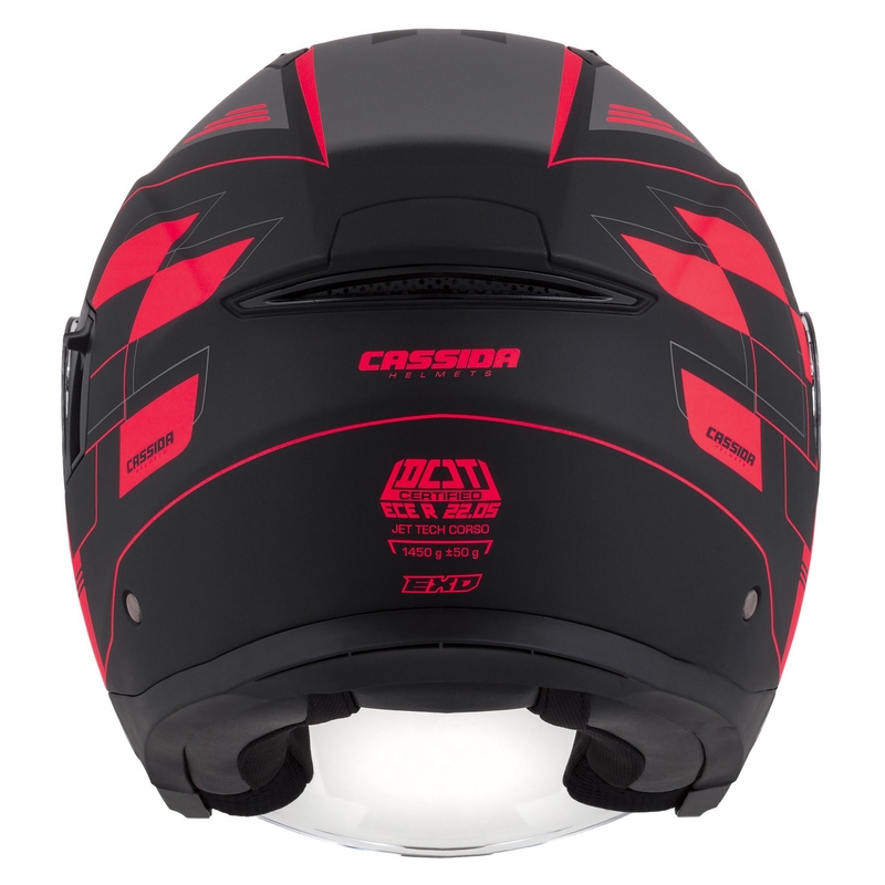 Otvorena motociklistička kaciga Cassida Jet Tech Roxor crno-siva-fluo crvena mat