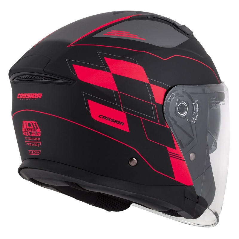 Otvorena motociklistička kaciga Cassida Jet Tech Roxor crno-siva-fluo crvena mat