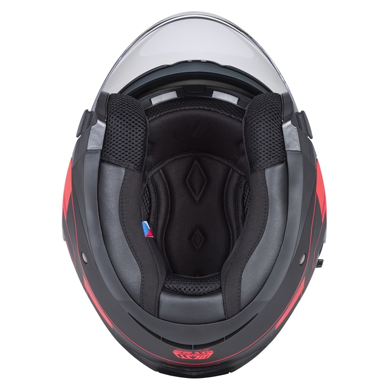 Otvorena motociklistička kaciga Cassida Jet Tech Roxor crno-siva-fluo crvena mat