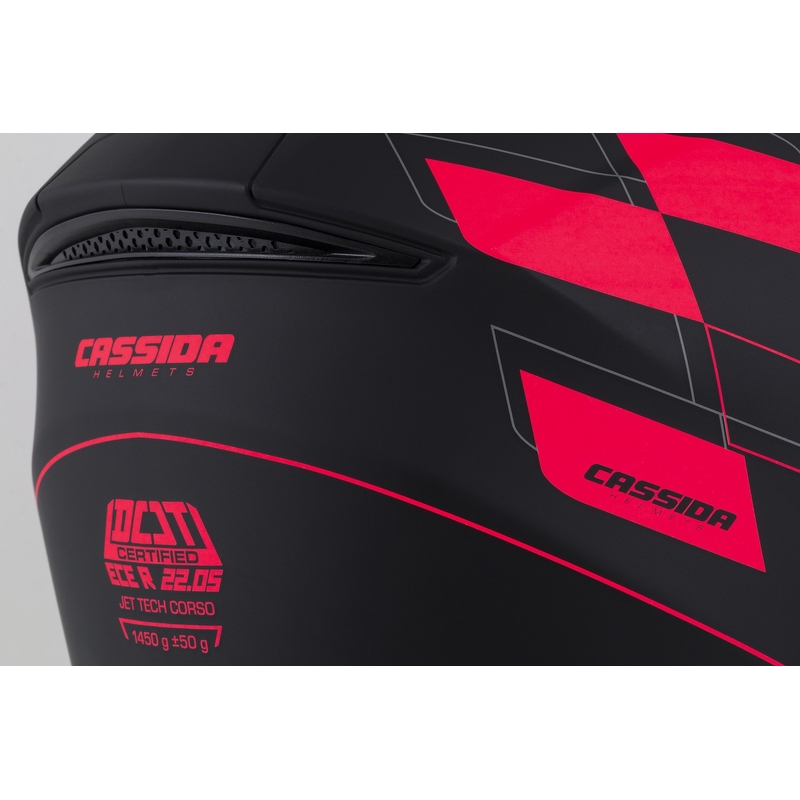 Otvorena motociklistička kaciga Cassida Jet Tech Roxor crno-siva-fluo crvena mat
