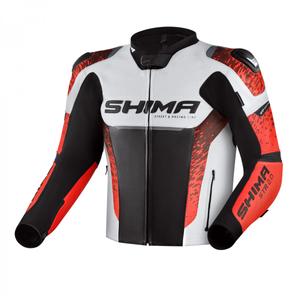 Motociklistička jakna Shima STR 2.0 crno-bijela-fluo crvena