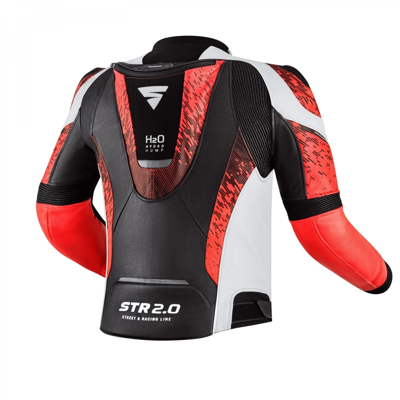 Motociklistička jakna Shima STR 2.0 crno-bijela-fluo crvena