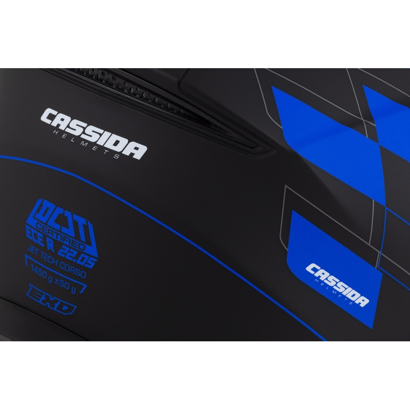 Otvorena motociklistička kaciga Cassida Jet Tech Roxor crno-sivo-plava mat