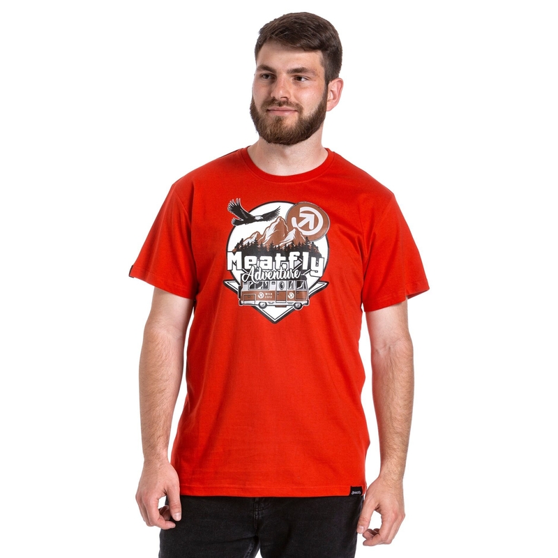 Majica kratkih rukava Meatfly Mounty crvena rasprodaja