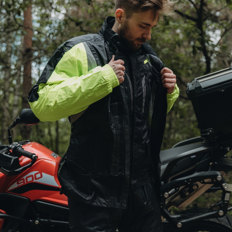 Motociklistička kišna jakna Ozone Marin crno-fluo žuta