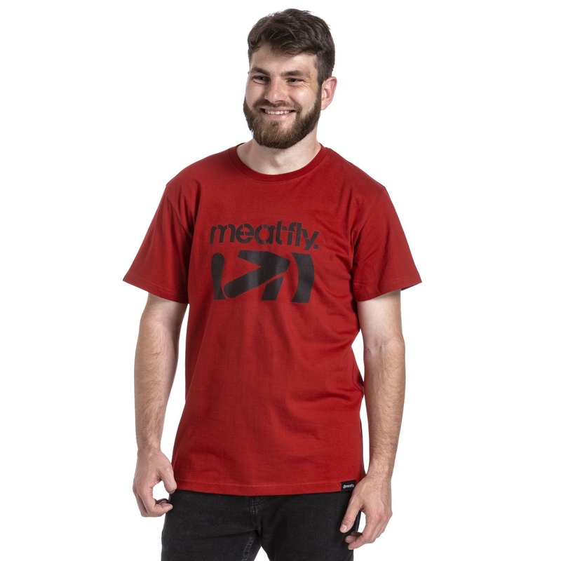 Majica kratkih rukava Meatfly Podium tamno crvena rasprodaja