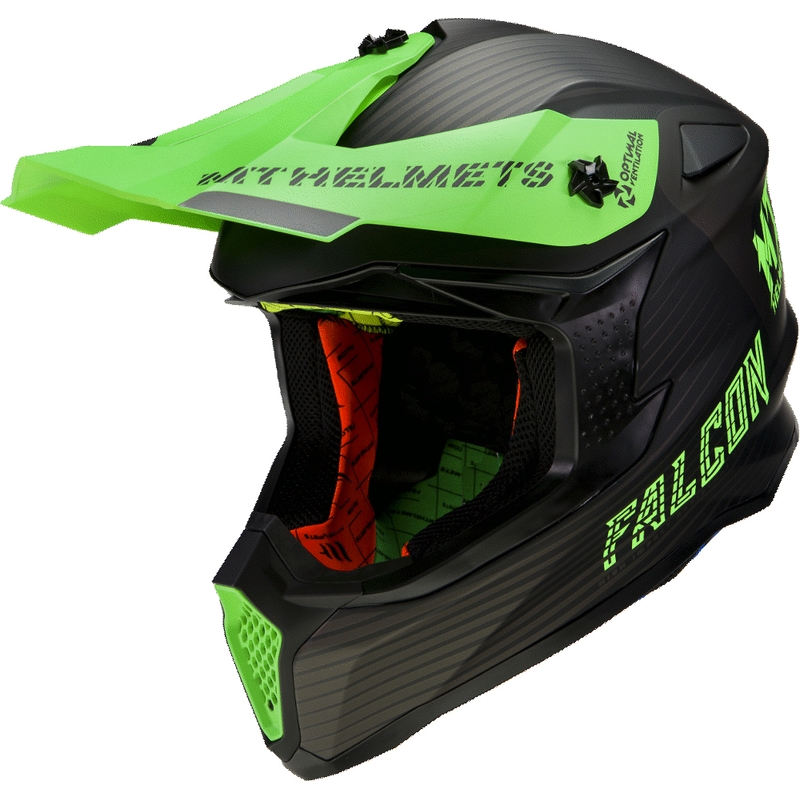 Motocross kaciga MT Falcon System crno-fluo zelena