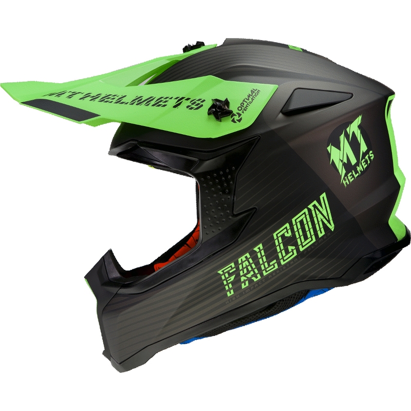 Motocross kaciga MT Falcon System crno-fluo zelena