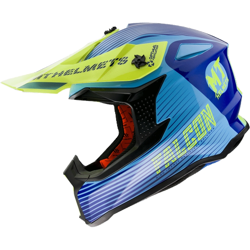 Motocross kaciga MT Falcon System plavo-fluo žuta