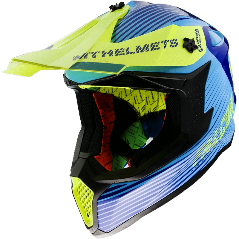 Motocross kaciga MT Falcon System plavo-fluo žuta