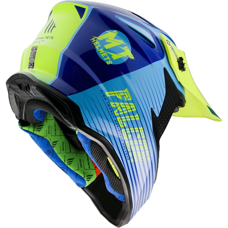 Motocross kaciga MT Falcon System plavo-fluo žuta