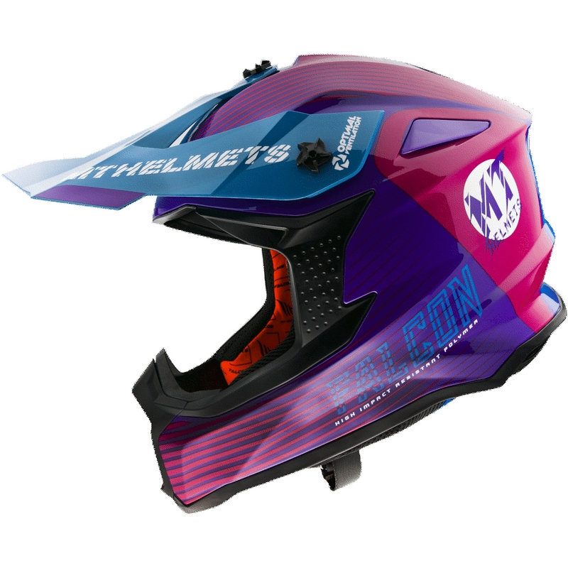 Motocross kaciga MT Falcon System roza-plavo-ljubičasta
