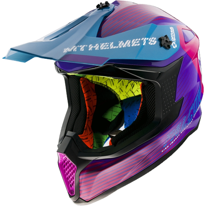 Motocross kaciga MT Falcon System roza-plavo-ljubičasta