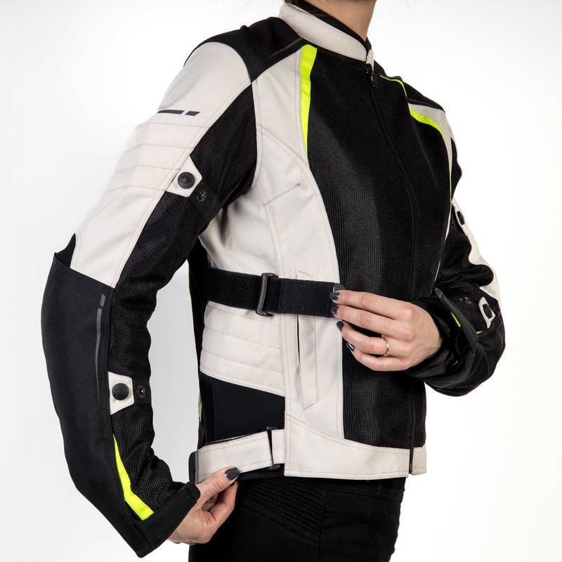 Ženska motoristička jakna Ozone Flow crno-sivo-fluo žuta rasprodaja
