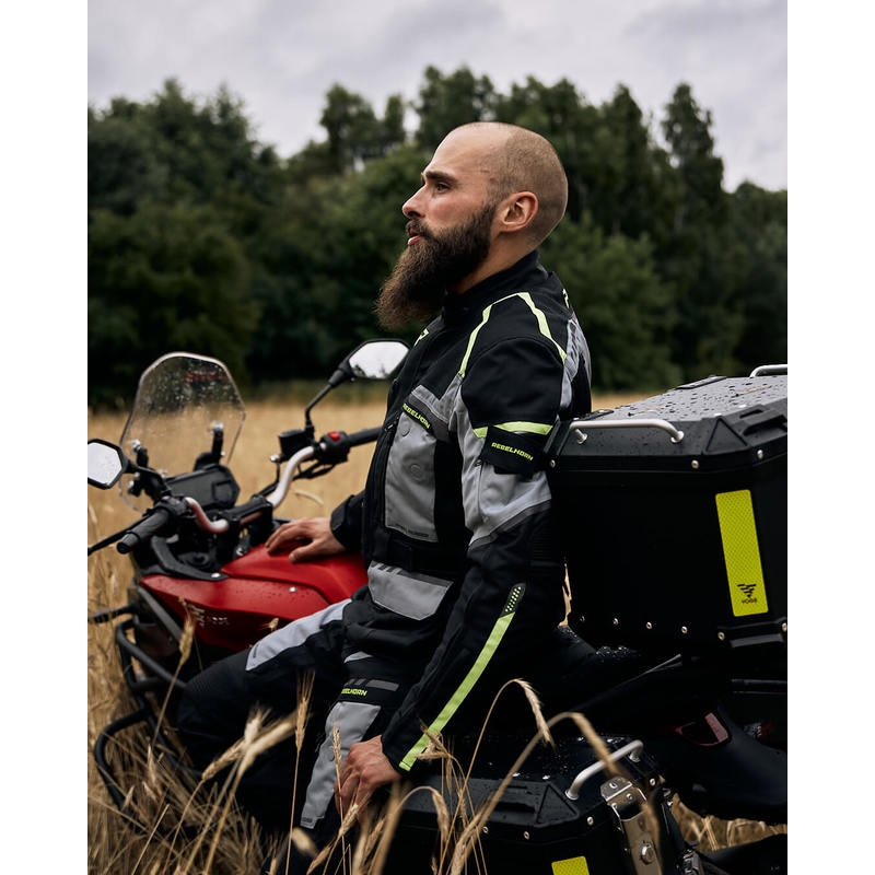 Motociklistička jakna Rebelhorn Cubby IV crno-siva-fluo-žuta rasprodaja