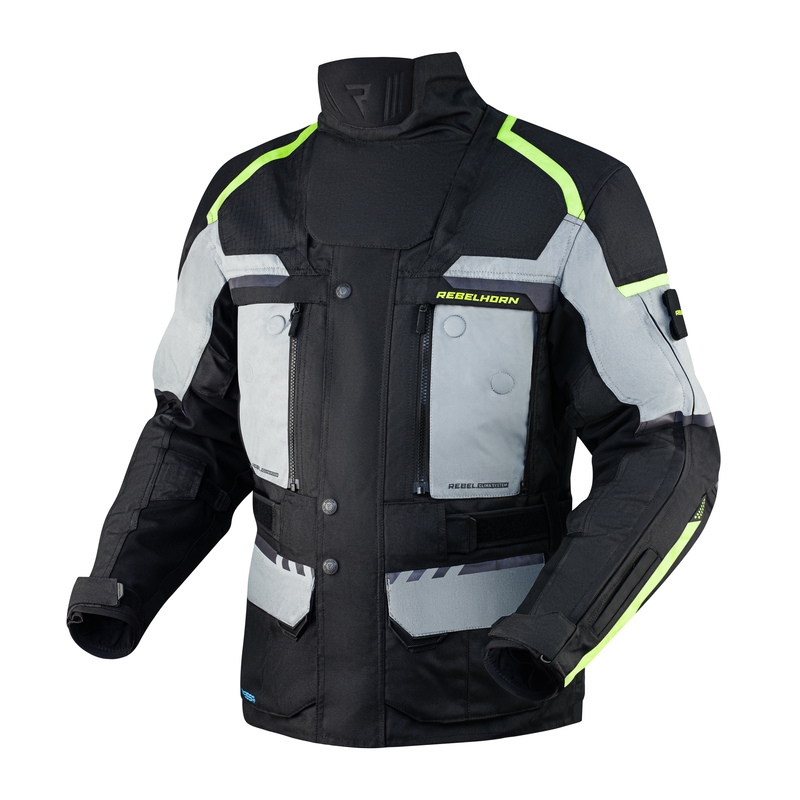 Motociklistička jakna Rebelhorn Cubby IV crno-siva-fluo-žuta rasprodaja