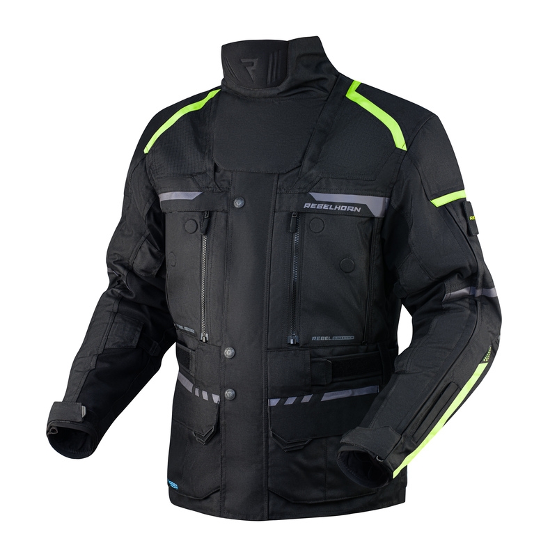 Motociklistička jakna Rebelhorn Cubby IV crno-fluo-žuta